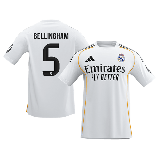 BELLINGHAM #5 Heren Real Madrid Thuis Voetbalshirt 2025/26 [PREMIUM]