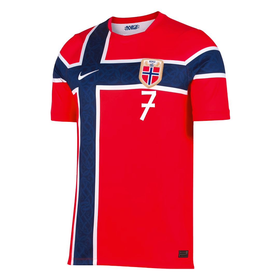 SØRLOTH #7 Heren Norway Thuis Voetbalshirt WK Voetbal 2026 - detail