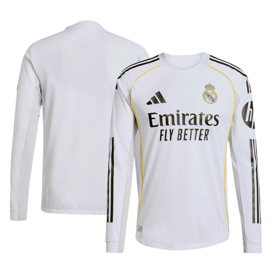 Real Madrid Thuis Spelersversie Lange Mouwen Voetbalshirt 2025/26 - Slim Fit