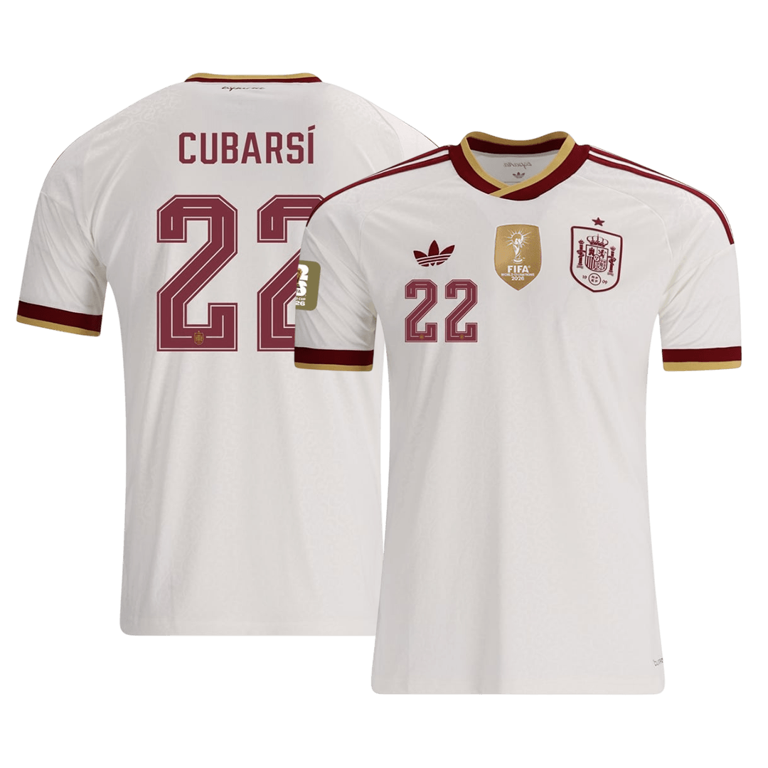 CUBARSÍ #22 Spanje Spelersversie Uitshirt WK Voetbal 2026 - slim fit【Kampioenseditie】